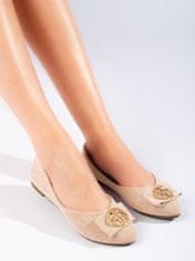 Amiatex Női balerina cipő 100351 + Nőin zokni Gatta Calzino Strech, bézs és barna árnyalat, 38