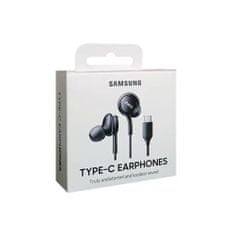 TKG Headset: Samsung EO-IC100BBE - fekete gyári hangerőszabályzós stereo headset, Type-C (USB-C) csatlakozóval