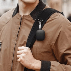 UNIQ Bluetooth fülhallgató töltőtok tartó, szilikon, vezeték nélküli töltés támogatás, karabiner, nyakba akasztóval, Apple AirPods 3 kompatibilis, Vencer, sötétkék (S61405)
