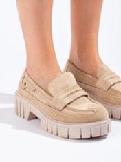 Amiatex Női mokaszin 100481 + Nőin zokni Gatta Calzino Strech, bézs és barna árnyalat, 40