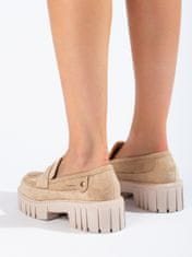Amiatex Női mokaszin 100481 + Nőin zokni Gatta Calzino Strech, bézs és barna árnyalat, 40