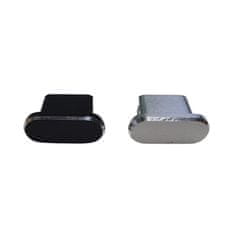 TKG Egyéb kiegészítők: Porvédő kupak - Type-C (USB-C) csatlakozóba - fekete/ezüst, műanyag (2db)
