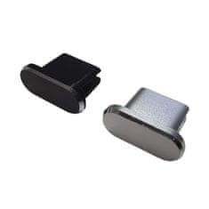 TKG Egyéb kiegészítők: Porvédő kupak - Type-C (USB-C) csatlakozóba - fekete/ezüst, műanyag (2db)