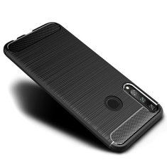 TKG Telefontok Huawei Y6p - Carbon fiber fekete szilikon tok
