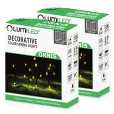 LUMILED 2x Napelemes kerti lámpa LED fénylánc 2,73m Girlanda ORNIS 7x dekoratív LED-del 3000K Meleg fehér