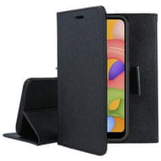 TKG Telefontok Samsung Galaxy A01 - Fancy fekete mágneses szilikon keretes könyvtok