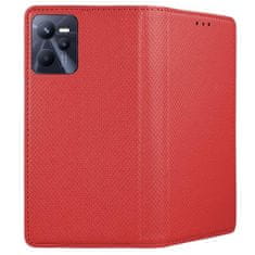 TKG Telefontok Realme C35 - piros mágneses szilikon keretes könyvtok