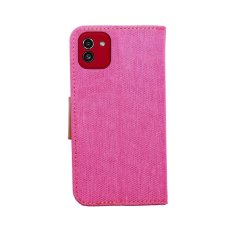 TKG Telefontok Samsung Galaxy A03 (A035F) - Canvas pink mágneses szilikon keretes könyvtok