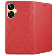 TKG Telefontok Realme C55 - piros mágneses szilikon keretes könyvtok