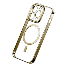BASEUS Glitter iPhone 14 Pro Max Mágneses telefontok üvegfólia és tisztítókészlet arany (ARMC011115) (ARMC011115)
