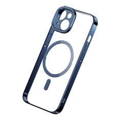 BASEUS Glitter iPhone 14 Átlátszó mágneses tok és üvegfólia kék (ARMC010403) (ARMC010403)