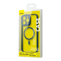 BASEUS Frame iPhone 14 Pro Max Átlátszó mágneses tok és üvegfólia kék (ARJT030103) (ARJT030103)