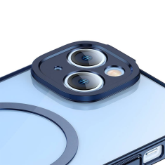 BASEUS Glitter iPhone 14 Átlátszó mágneses tok és üvegfólia kék (ARMC010403) (ARMC010403)