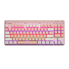 DELUX KM18DB angol gamer billentyűzet RGB fehér + rózsaszín (KM18DB PINK)