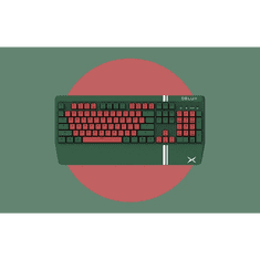 DELUX KM17DB angol gamer billentyűzet zöld + piros (KM17DB GREEN)