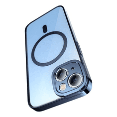 BASEUS Glitter iPhone 14 Plus átlátszó mágneses tok és üvegfólia kék (ARMC010603) (ARMC010603)