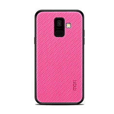 MOFI HONOR műanyag telefonvédő (szilikon keret, bőr hatású hátlap, fonott minta) MAGENTA [Samsung Galaxy A6 (2018) SM-A600F] (5996457780778)