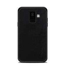 MOFI BRIGHT SHIELD műanyag telefonvédő (szilikon keret, textil hátlap) FEKETE [Samsung Galaxy A6 (2018) SM-A600F] (5996457777143)