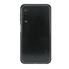 MOFI műanyag telefonvédő (szilikon keret, bőr hatású hátlap) FEKETE [Samsung Galaxy A7 (2018) SM-A750F] (5996457830923)