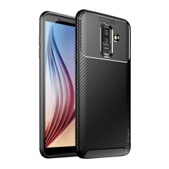 iPaky szilikon telefonvédő (karbon minta) FEKETE [Samsung Galaxy A6+ (2018) SM-A605F] (5996457810567)