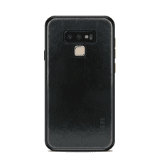 MOFI műanyag telefonvédő (szilikon keret, bőr hatású hátlap) FEKETE [Samsung Galaxy Note 9 (SM-N960F)] (5996457790661)