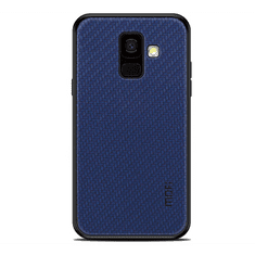 MOFI HONOR műanyag telefonvédő (szilikon keret, bőr hatású hátlap, fonott minta) SÖTÉTKÉK [Samsung Galaxy A6 (2018) SM-A600F] (5996457780785)