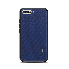 MOFI HONOR műanyag telefonvédő (szilikon keret, bőr hatású hátlap, fonott minta) SÖTÉTKÉK [Huawei Y6 (2018)] (5996457780808)