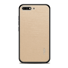 MOFI BRIGHT SHIELD műanyag telefonvédő (szilikon keret, textil hátlap) ARANY [Huawei Y6 (2018)] (5996457785988)