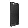 szilikon telefonvédő (közepesen ütésálló, szálcsiszolt, karbon minta) FEKETE [Huawei P8 Lite] (5996457673766)