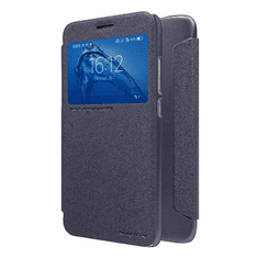 Nillkin SPARKLE műanyag telefonvédő (mikroszálas bőr hatású FLIP, oldalra nyíló, S-View Cover) FEKETE [Huawei Nova Plus] (5996457680993)