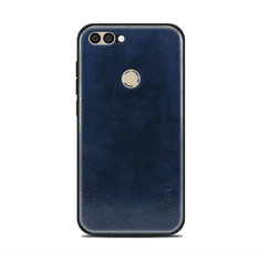 MOFI műanyag telefonvédő (szilikon keret, bőr hatású hátlap) SÖTÉTKÉK [Huawei P Smart (2018)] (5996457770953)