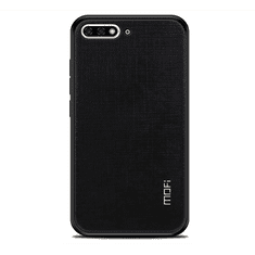 MOFI BRIGHT SHIELD műanyag telefonvédő (szilikon keret, textil hátlap) FEKETE [Huawei Y6 (2018)] (5996457785995)