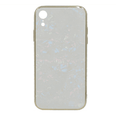 Proda BAYNO telefonvédő szilikon keret (BUMPER, edzett üveg hátlap, márvány minta) FEHÉR [Apple iPhone XR 6.1] (5996457802333)