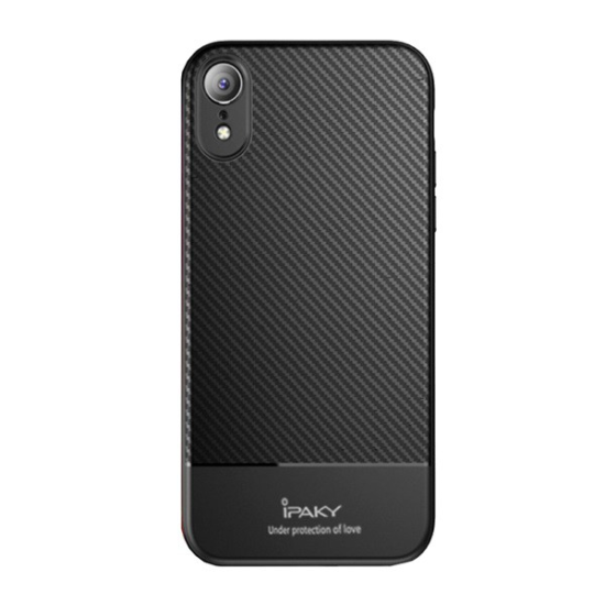 iPaky szilikon telefonvédő (ultravékony, karbon minta) FEKETE [Apple iPhone XR 6.1] (5996457801541)