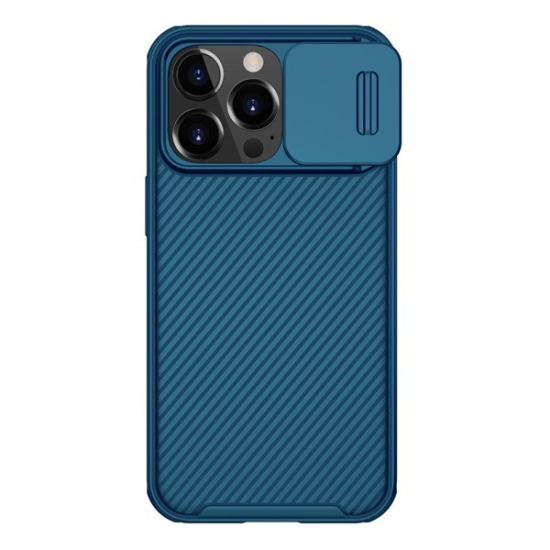 Nillkin CAMSHIELD PRO műanyag telefonvédő (szilikon keret, közepesen ütésálló, kamera védelem, csíkos minta) SÖTÉTKÉK [Apple iPhone 13 Pro] (5996591101507)