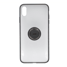 BASEUS szilikon telefonvédő (asztali tartó funkció, telefontartó gyűrű, beépített fémlemez) FEKETE [Apple iPhone XS Max 6.5] (WIAPIPH65-YD01)