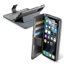 CellularLine BOOK AGENDA tok álló, bőr hatású (FLIP, oldalra nyíló, asztali tartó funkció, RFID védelem) FEKETE [Apple iPhone 11 Pro] (BOOKAGENDAIPHXIK)