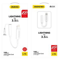 TKG Adapter: DUDAO Fehér Lightning / Audio jack (3,5mm) adapter
