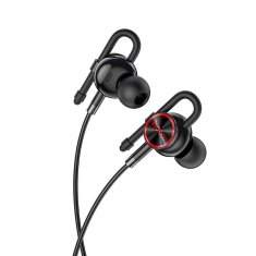 TKG Headset: HOCO M84 - fekete stereo headset fülhallgató, mikrofonnal