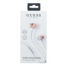 TKG Headset: GUESS - fehér / rose gold, hangerőszabályzós stereo headset audio csatlakozóval