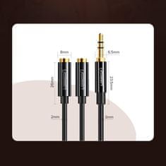TKG Kábel: UGreen - Audio elosztó kábel, mikrofon és fejhallgató végekkel / jack (3.5mm) csatlakozó - fekete
