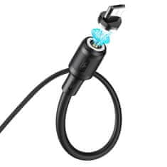 TKG Töltőkábel: HOCO - mágneses USB / MicroUSB kábel, 1m 2,4A fekete