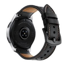 TKG Samsung Galaxy Watch 3 (45 mm) okosóra szíj - TECH-PROTECT Leather fekete bőr szíj (22 mm szíj szélesség)