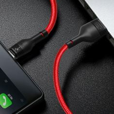 TKG Kábel: XO NB55 - USB / MicroUSB piros szövetkábel 1m, 5A