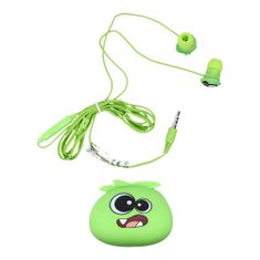 TKG Headset: Jillie Monster - zöld audio jack csatlakozós stereo headset, mikrofonnal + szilikon tartóval