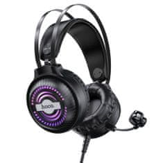TKG Headset: HOCO W101 - fekete fejhallgató mikrofonnal (vezetékes: 2xJack)