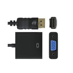 TKG Adapter: Akyga AD-36- DisplayPort / VGA HUB porttal, 15 cm kábel, fekete