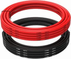 YUNIQUE GREEN-CLEAN Szilikon kábel 12 AWG rugalmas elektromos vezeték 5 méter [2,5 m fekete és 2,5 m piros] Ónozott rézhuzal kábel Magas hőmérsékleti ellenállás