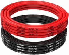 YUNIQUE GREEN-CLEAN Szilikon kábel 10 AWG rugalmas elektromos vezeték 5 méter [2,5 m fekete és 2,5 m piros] Ónozott rézhuzal kábel Magas hőmérsékleti ellenállás