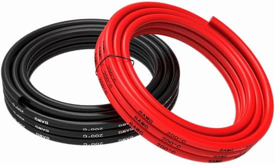 YUNIQUE GREEN-CLEAN Szilikon kábel 8 AWG rugalmas elektromos vezeték 5 méter [2,5 m fekete és 2,5 m piros] Ónozott rézhuzal kábel Magas hőmérsékleti ellenállás
